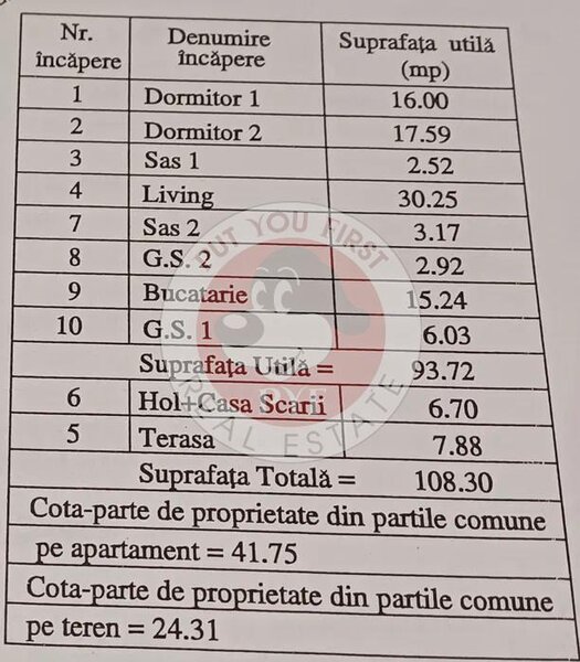 Chiajna | Rosu | Apartament 3 camere | Semidecomandat | 94mp | B9975